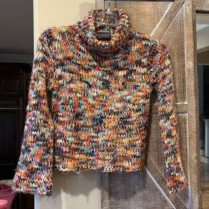 Carolina Blues Crochet Turtleneck Chunky Colorful Gils Medium 8/10